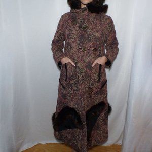 Printed Corduroy w/ Beading and Faux Fur Accents